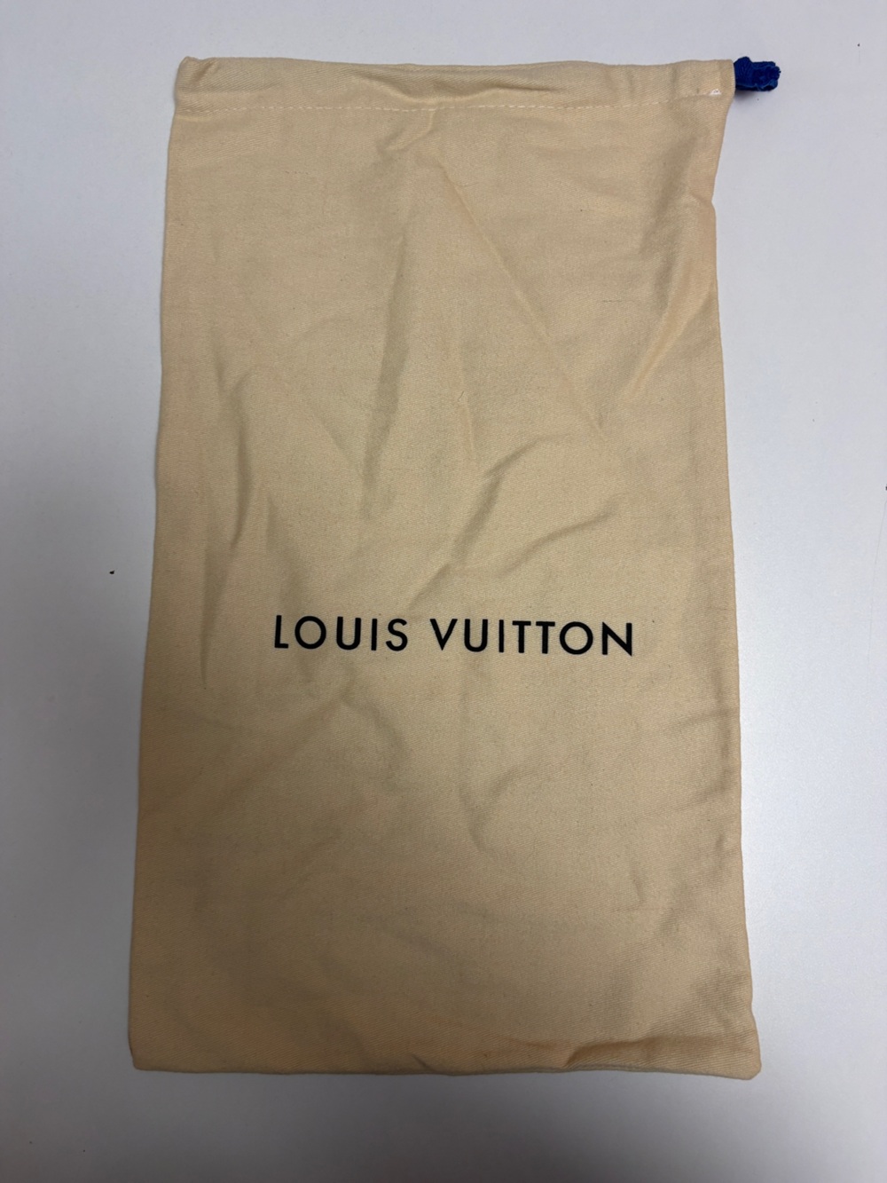 Louis Vuitton Beige Drawstring Dust Bag with Black Logo